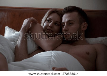Picture of couple in love lying in bed