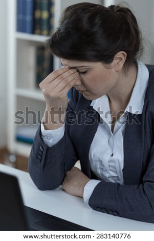 Office worker suffering from sinusitis
