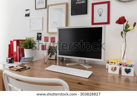 Close-up of desktop computer on wooden desk