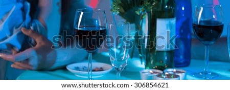 Panorama of marital dinner in dramatic bad atmosphere