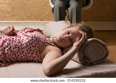 Beauty woman with depression on psychotherapy treatment