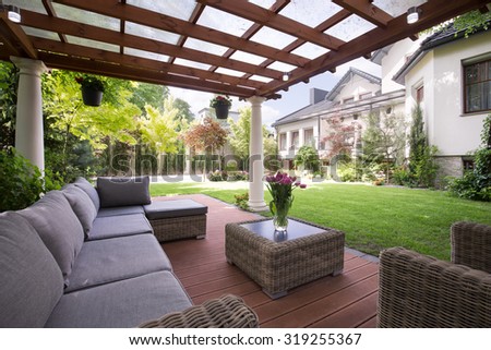 Photo of luxury garden furniture at the patio