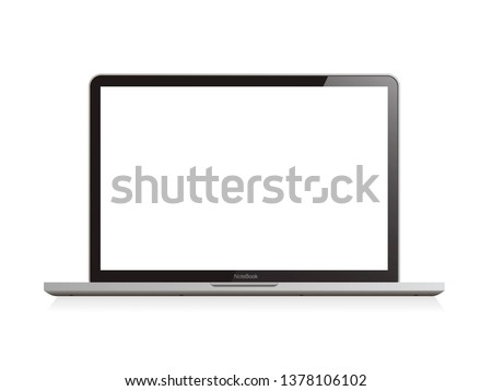Laptop realistic computer in mockup style. Laptop isolated on a white background. Vector illustration