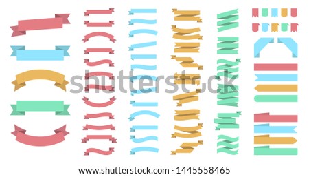 Ribbon or banner vector set. Flat vector ribbons banners isolated background. Ribbon colorful colored. Set ribbons or banners. Vector illustration