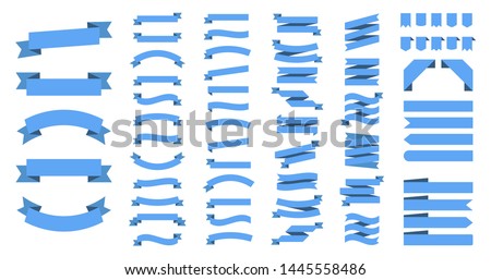 Ribbon or banner vector set. Flat vector ribbons banners isolated background. Ribbon blue colored. Set ribbons or banners. Vector illustration