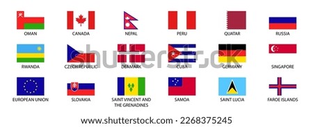 National flags of the world. World flag Set.