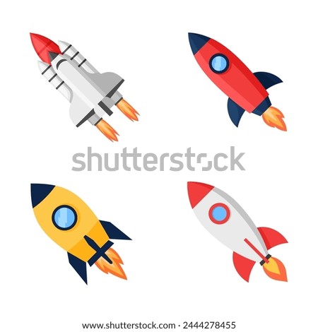 Rocket icons set. Flat Design Icon Template Vector Illustration.