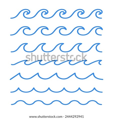 Waves icons set. Water surface set.