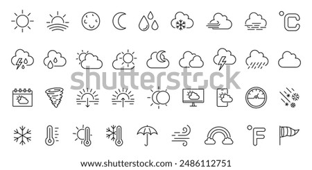 Weather icon. Weather icon set. Linear style.