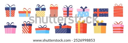 Present icon. Gift box icon set. Flat style. Vector