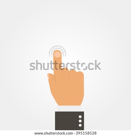 Hand index finger on a grey colored  background
