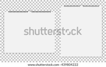 Realistic sheets of paper with spiral on a isolated background