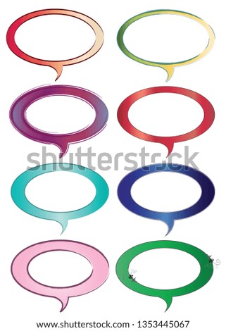 set of eight dialogue boxes vector - speech bubbles in multiple colors