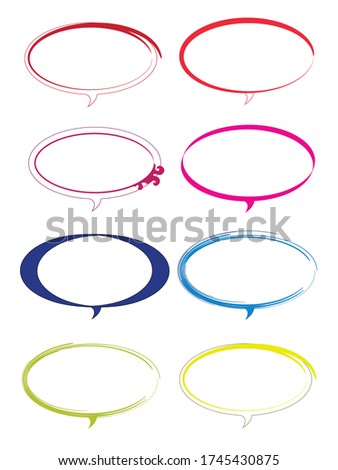 set of eight dialogue boxes in multiple shapes and colors vector - speech bubble icons  