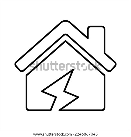 House Damage Icon in Line Style