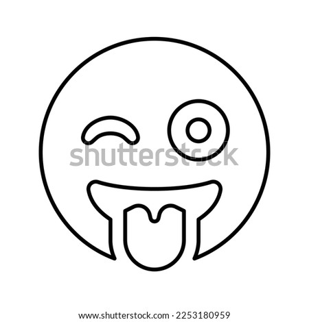 Grin tongue wink Emoji Icon in Line Style