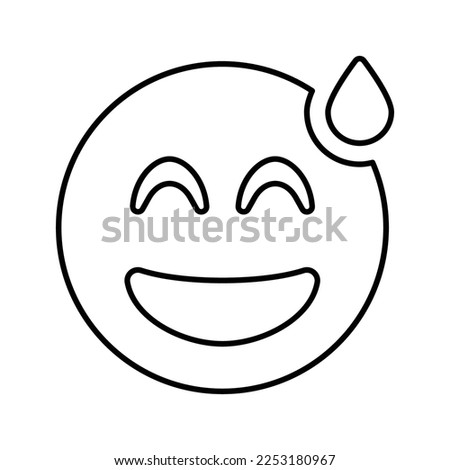 Grin beam sweat Emoji Icon in Line Style