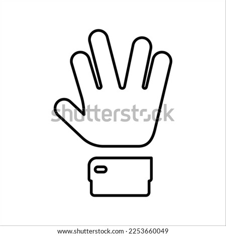 Hand spock Icon in Line Style