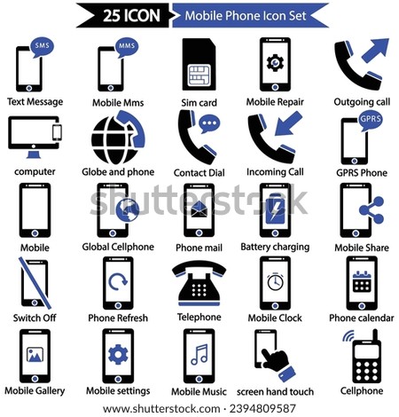 Mobile Phone Icon Set, Vector graphics  