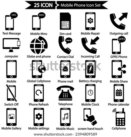 Mobile Phone Icon Set, Vector graphics 