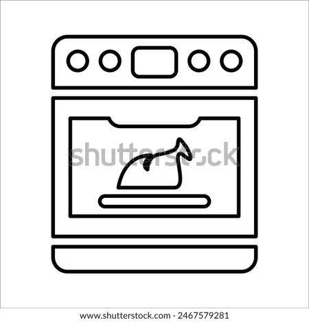 Chicken In The Oven Icon Line Vector graphics