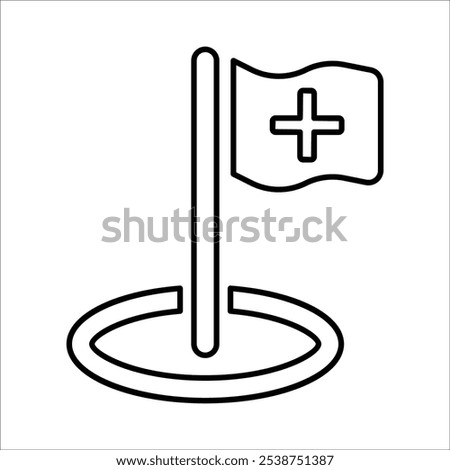 Medical Flag Icon In Outline Style