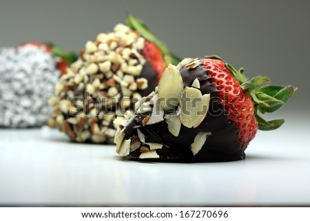 Chocolate Strawberries covered with nuts