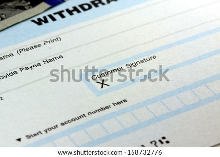 Withdrawal Slip From Checking Or Savings Account Stock Photo 168732776 ...