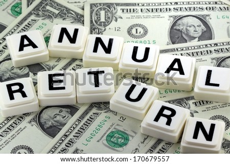 The words annual return on US currency background - A term used in futures and options trading