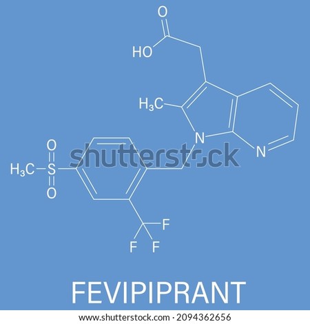 Fevipiprant asthma drug molecule. Skeletal formula.