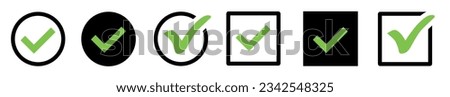 Green check mark icon. Check mark vector icon. Checkmark Illustration. Vector symbols set ,green checkmark isolated on white background. Correct vote choise isolated symbol.	