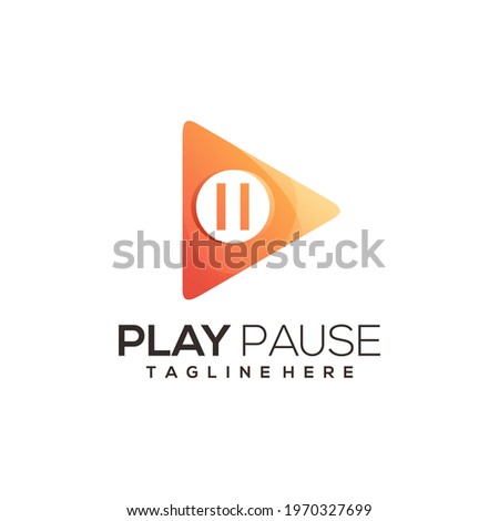 Pause Play Logo Illustration Colorful Gradient Vector Design