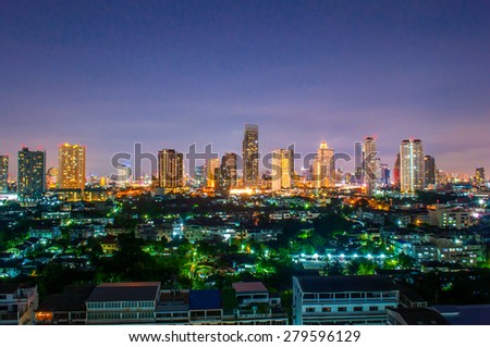 Bangkok,thailnd-May 15, 2015:
Landscape Night view at the top view of Bangkok,
bangkok,thailand on may 15, 2015.