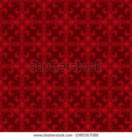 Lace-de-Luce (Lace of Lilies), 
Antique Eastern Red purple flamboyant seamless pattern.