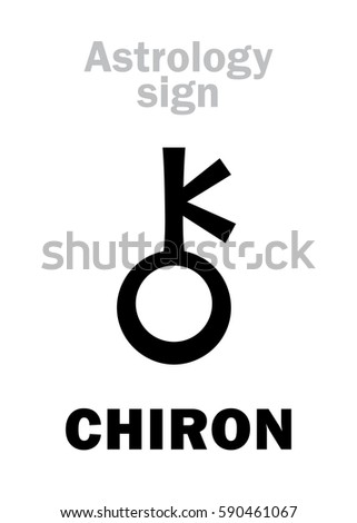 Astrology Alphabet: CHIRON, planetoid (Little planet). 
Chiron was half-man-half-horse, the wisest and justest of all centaurs; was a cousin of the Olympian gods. 
Hieroglyphic character sign/symbol.