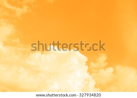 white clouds with Orange tone of sky background. Abstract background for display or montage product.