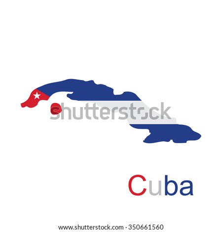Cuba flag on Cuba map.
