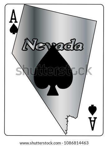 A Nevada state outline with an ace of spades isolated on a white background 