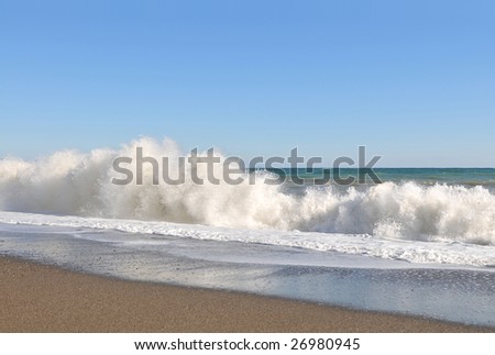 Surf on the bank of Black sea near to Alushta.