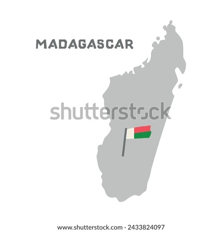 Madagascar vector map with the flag inside. Map of the Madagascar with the national flag isolated on white background. Vector illustration. Every country in the world is here