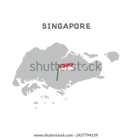 Singapore vector map with the flag inside. Map of the Singapore with the national flag isolated on white background. Vector illustration. Every country in the world is here