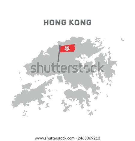 Hong kong vector map illustration, country map silhouette with the flag inside. Nation Geography Outline Border Boundary Territory Shape Vector Illustration EPS Clipart. south coast of China