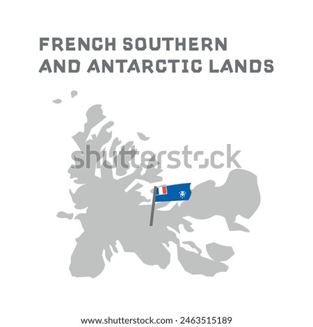 French southern and antarctic lands  vector map illustration, country map silhouette with the flag inside. Nation Geography Outline Border Boundary Territory Shape Vector Illustration EPS Clipart