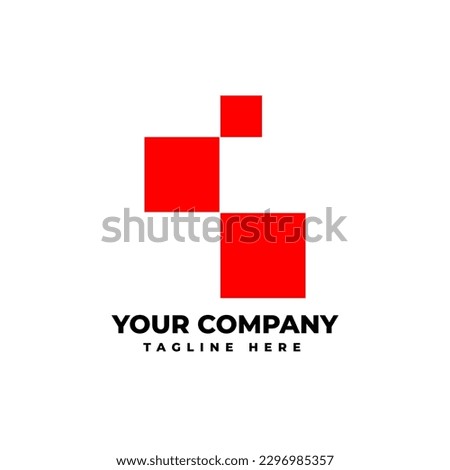 Triple red square logo design template for business company