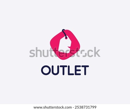 Discount label with lettering outlet logo design vector graphic symbol icon. Red outlet logo vector illustrator.