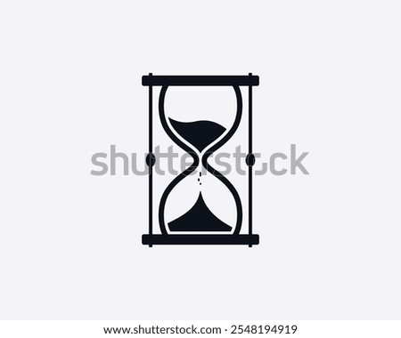 Hourglass logo flat design. Sand watch line icon on white background. High quality vintage style illustrator.