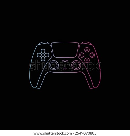 RGB colored Game controller line design. Wallpaper for game center. Controller sign. Hight quality game poster.