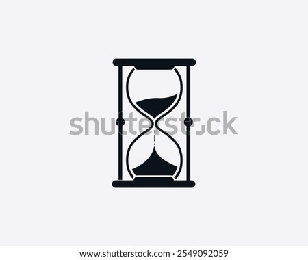 Hourglass logo flat design. Sand watch sign on white background. High quality vintage style illustrator.