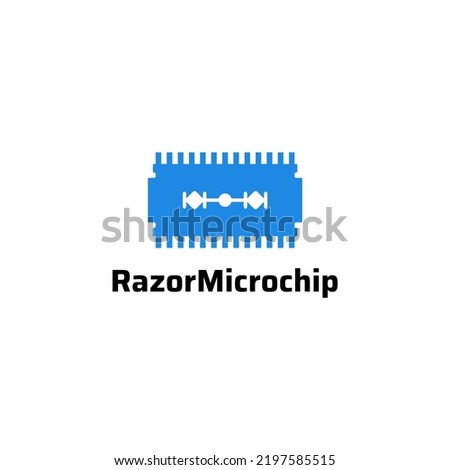 Razor and chip illustration logo design. Micro controller and razor simple logo design. vector format