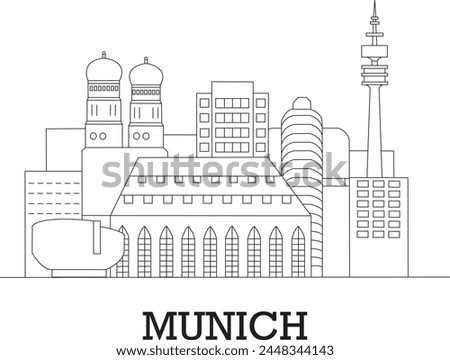 Munich City Line Draw Free Vector